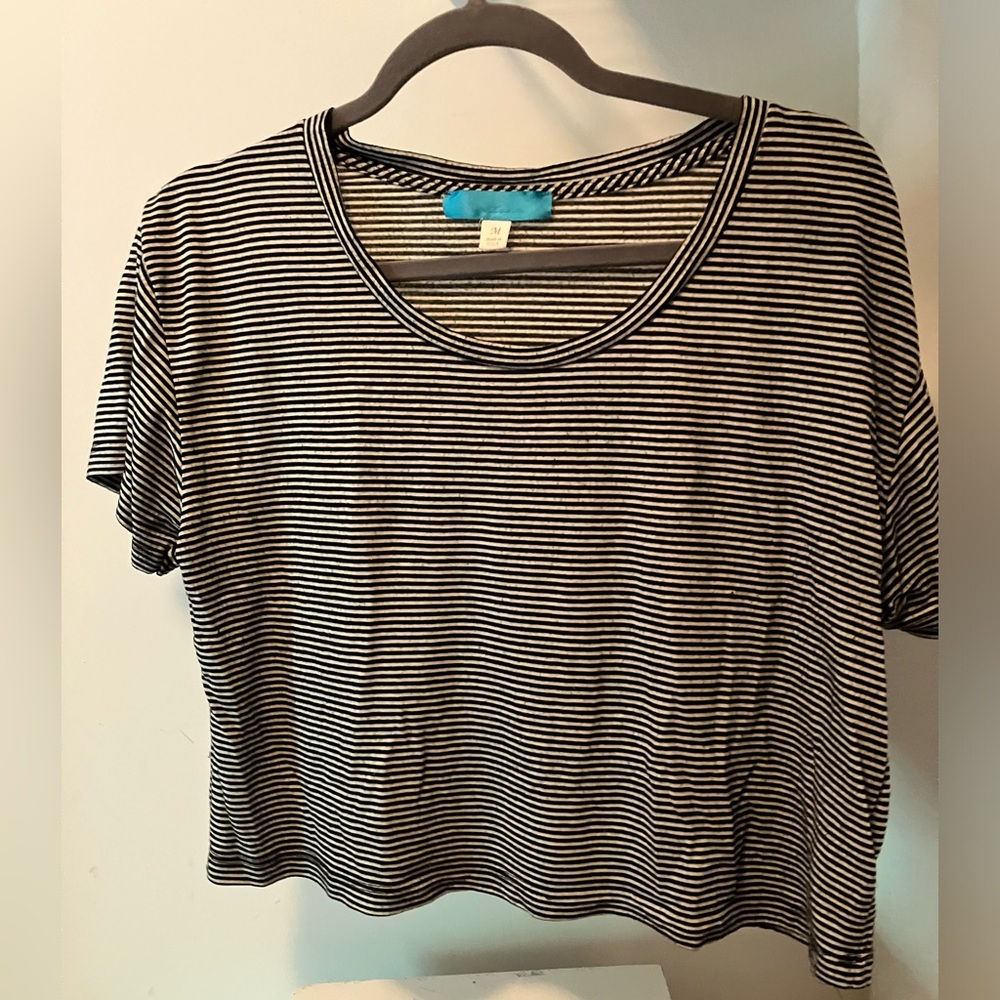 Black & White Striped Crop Top